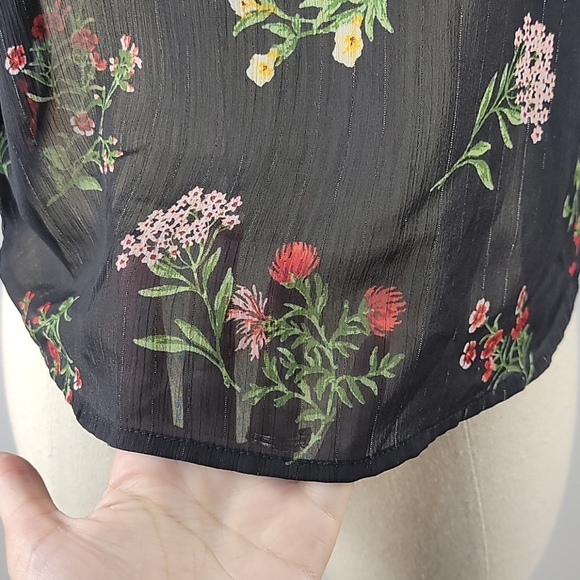 Forever 21 black mesh flower top - Picture 2 of 6